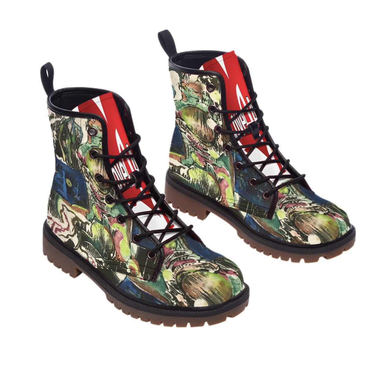 All-Over Print Women's Martin Short Boots - Tree w/ Crow